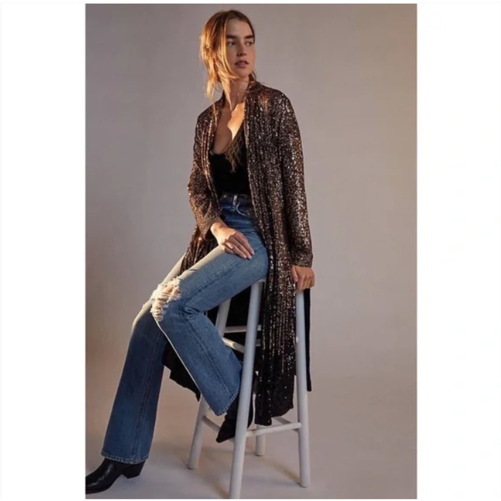 Anthropologie Dulcinea Sequined Duster Jacket x BB Dakota Small NEW